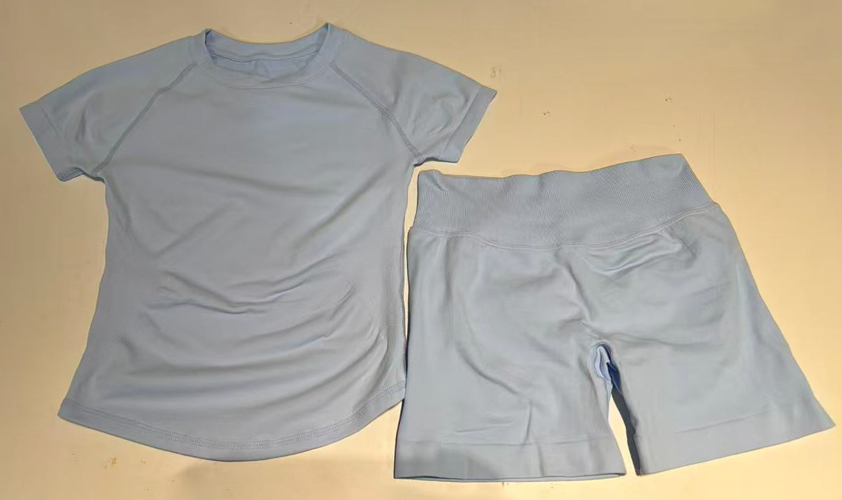 防晒瑜伽/健身衣T恤/速干衣男短袖户外/瑜伽服女紧身户外/健身衬衫白底实物图