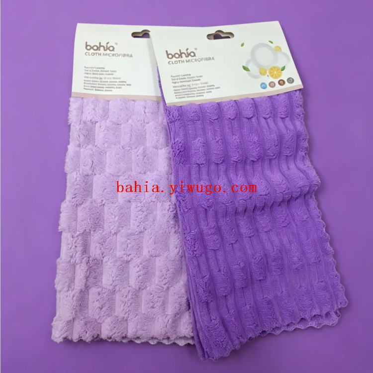 Bahia Polka dot double-sided microfiber cleaning cloth is a highly efficient oil-stain and water-absorbing kitchen cloth in purple series Item Picture