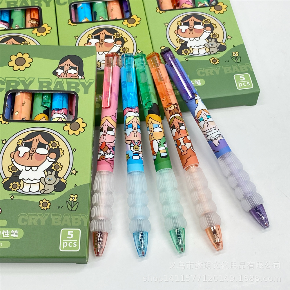 The cute crying baby press gel pen, ST quick-drying pen tip, high appearance level, practice pen, burden reduction pen, student writing black pen details Picture