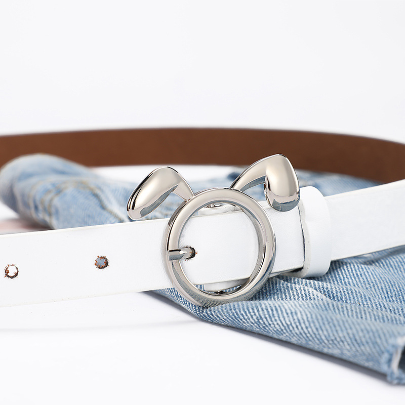 Round-buckle belt for women, simple and versatile Korean-style casual needle-buckle belt, student decorative jeans belt details Picture