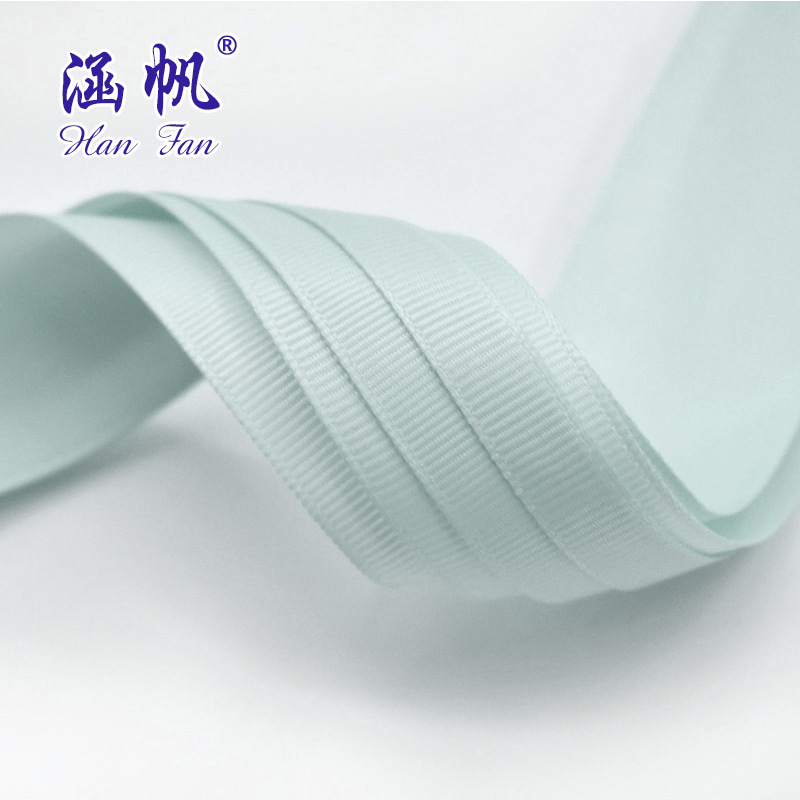 8154# Multi-specification ribbed tape with gold foil printing, light blue and green gift, cake box, clothing decoration tape