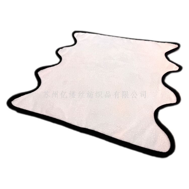 China Yiwu warp knitted double-sided combed microfiber towel fabric, knitted irregular-shaped edge absorbent bathrobe, kitchen household cleaning cloth details Picture