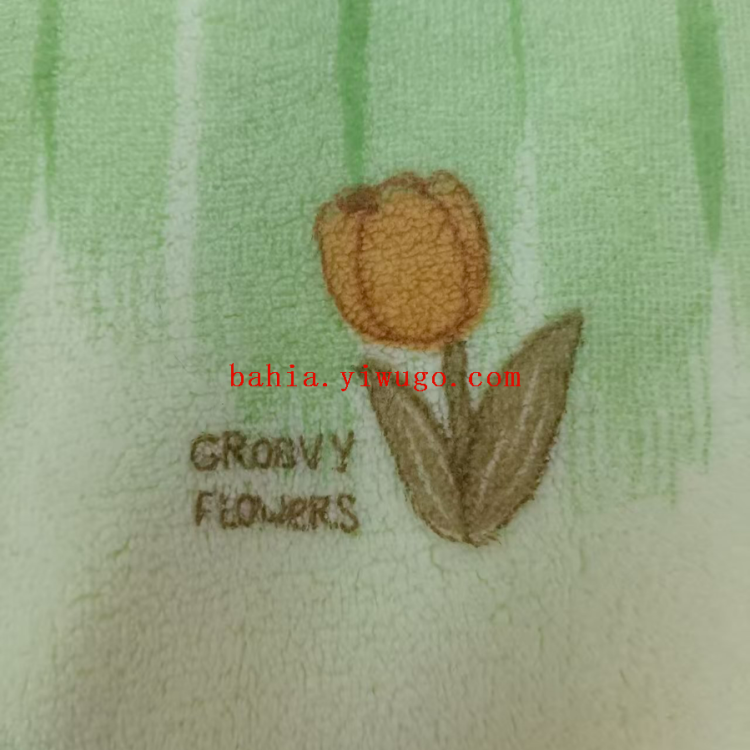 Thickened, water-absorbent and non-shedding kitchen dishcloth with gradient tulip embroidery and coral fleece Item Picture