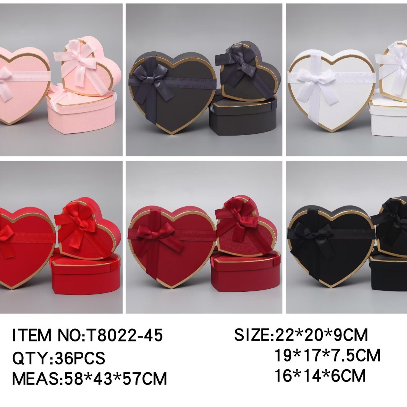 Creative heart-shaped gold-embossed three-piece gift box, Christmas apple box, wedding candy box, lipstick box, souvenir gift box wholesale