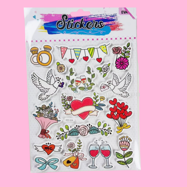 Festival EVA 3D Series stickers LOVE flower envelopes eva stickers Romantic Valentine's Day stickers Specification image