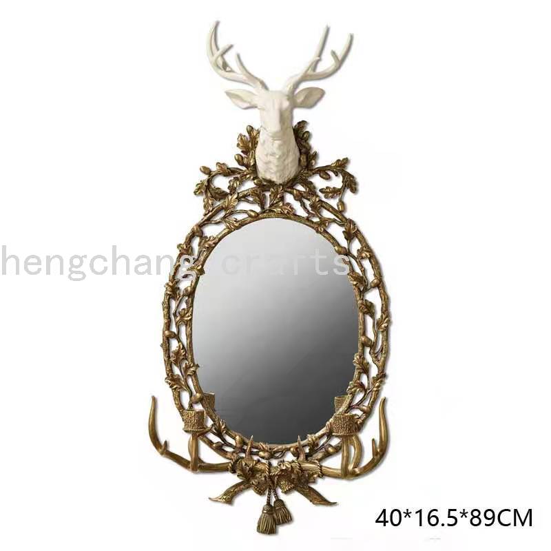 豪华欧式古典家居装饰软装修客厅墙面装饰墙面装饰鹿头铜挂镜产品图