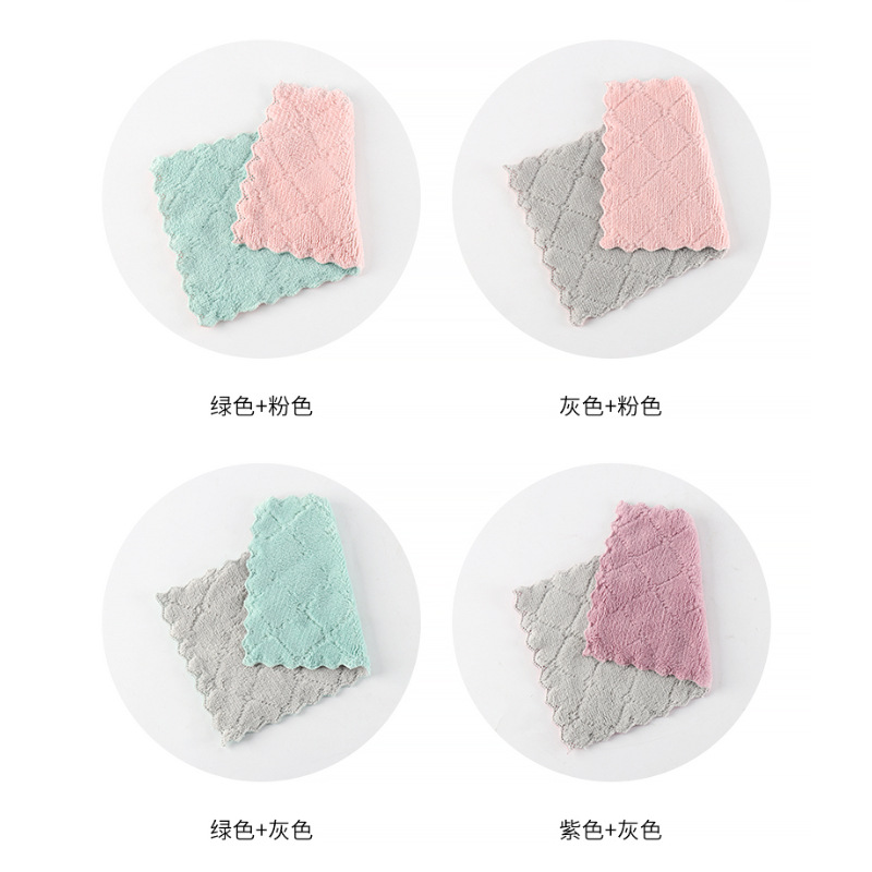 抹布洗碗巾珊瑚绒双面百洁布5片30*30白底实物图