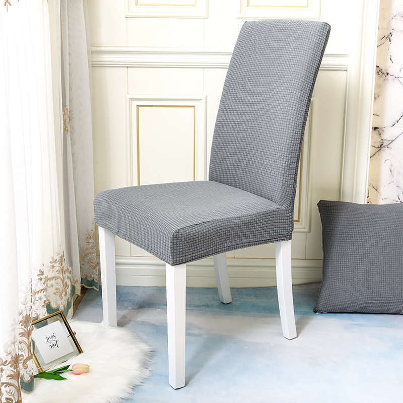 【 Elxi 】 Waterproof chair cover, checkered one-piece elastic universal solid color hotel home fabric table and chair cover Item Picture