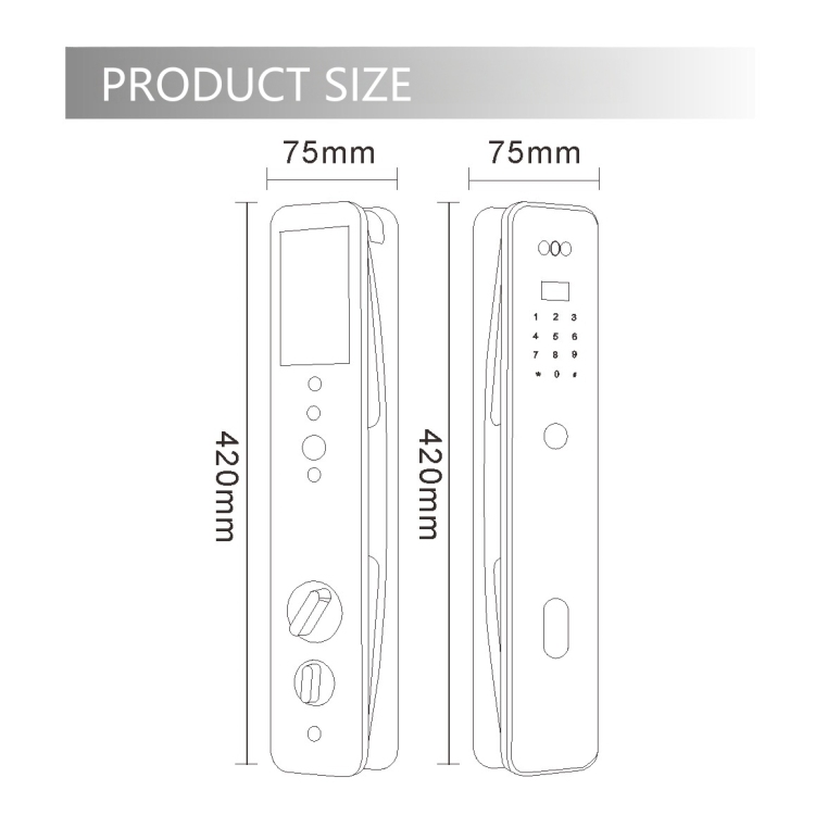 Tongtong 3D facial recognition smart door Lock, home monitoring, Fully automatic electronic password lock, Cross-border graffiti fingerprint lock Specification image