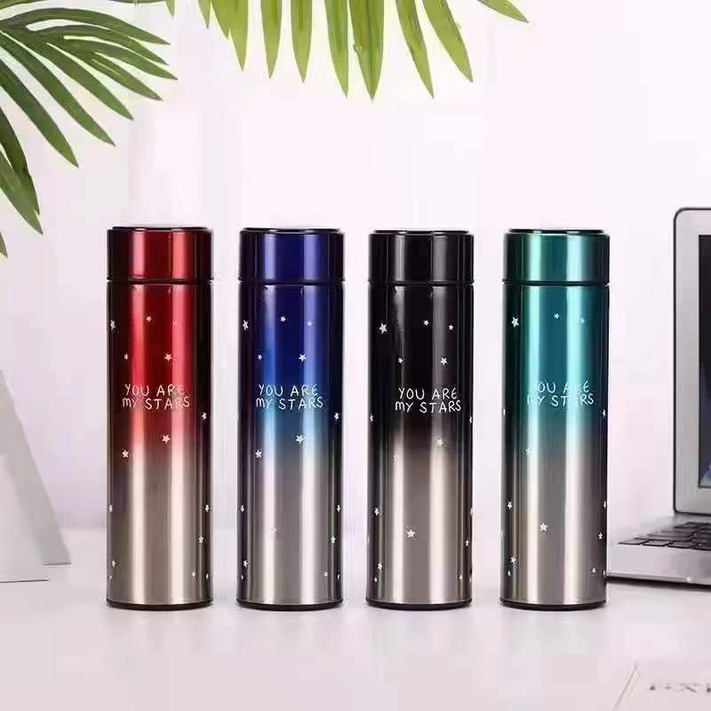保温杯智能测温渐变色杯304不锈钢创意杯刻字礼品杯创意智能水杯温度显示杯新款304不锈钢保温杯礼品商务杯定制直杯