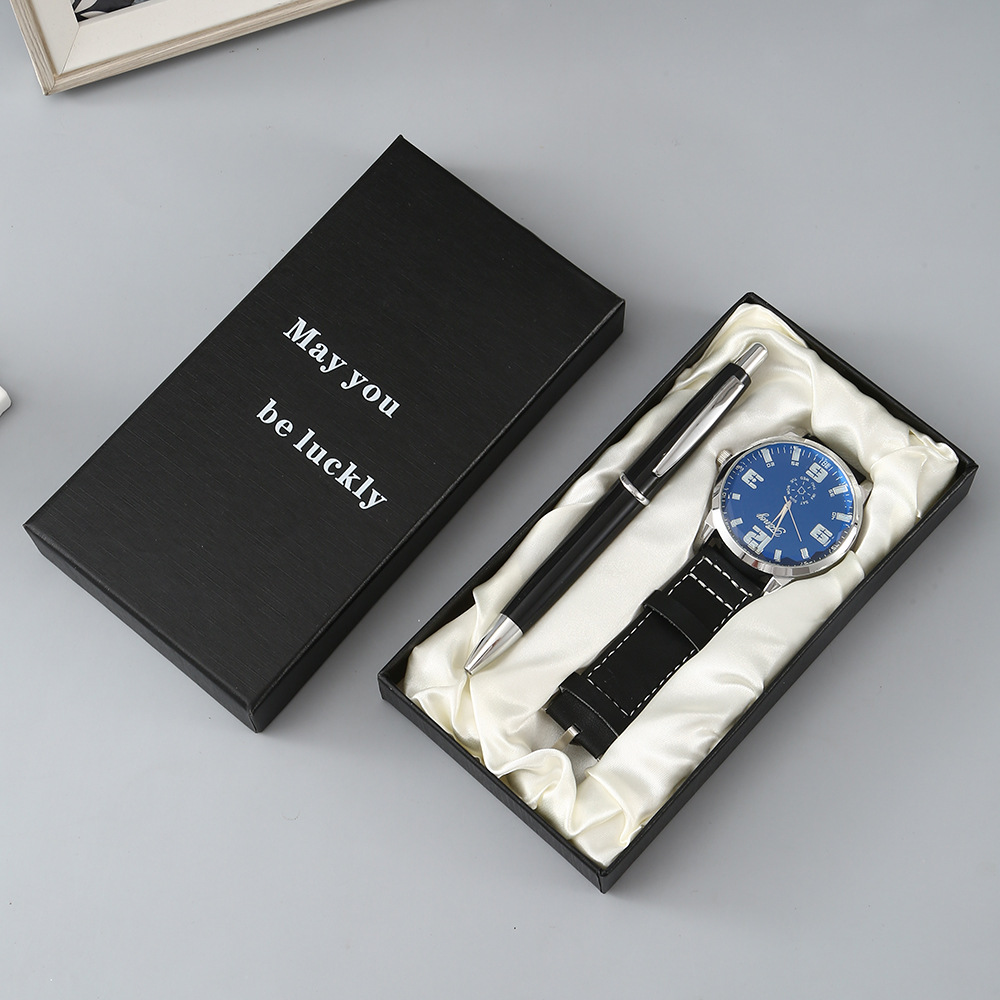 Cross-border business gift set: Men's quartz watch + pen, simple business souvenir Valentine's Day gift for your boyfriend details Picture