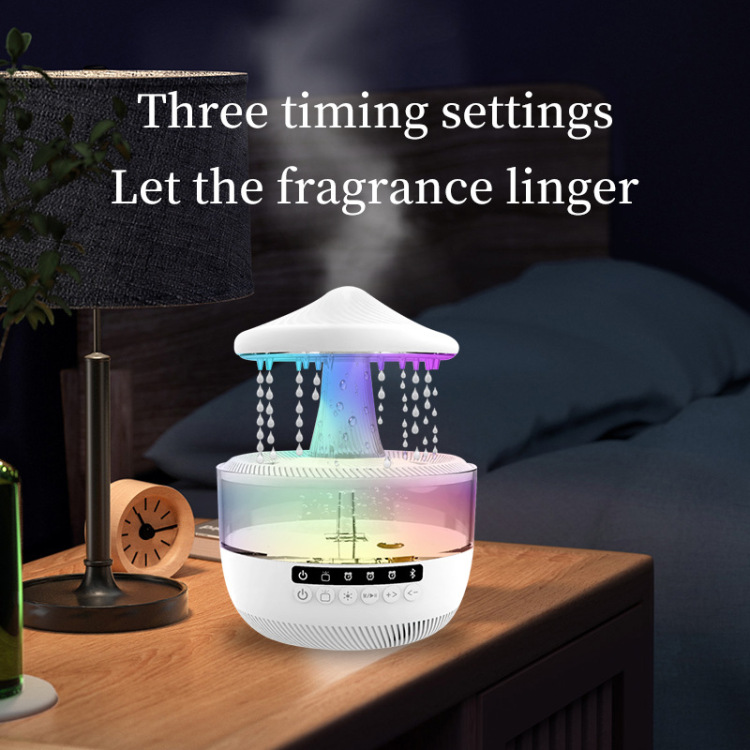 New Bluetooth speaker, Cloud raindrop aroma diffuser, seven-color ambient light, remote control, timed essential oil aroma diffuser and humidifier details Picture