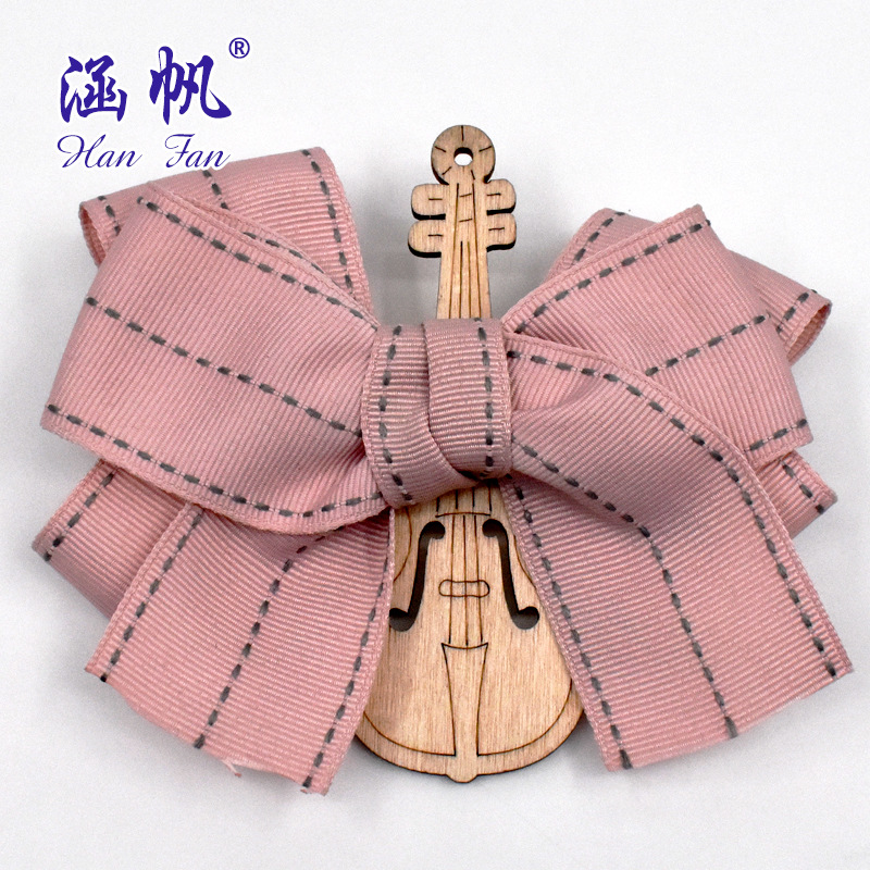 Customized 12-inch silk Tarchy ribbon six-ear waist bow, 4CM wide jumper waist bow tie details Picture