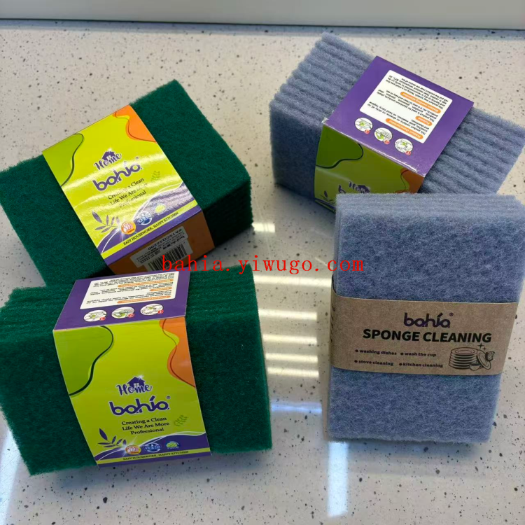 Needle-punched, spray-bonded, sand-free scouring pad, kitchen pot scrubbing, dish washing sponge, cleaning, stain and degreasing cloth, bahia