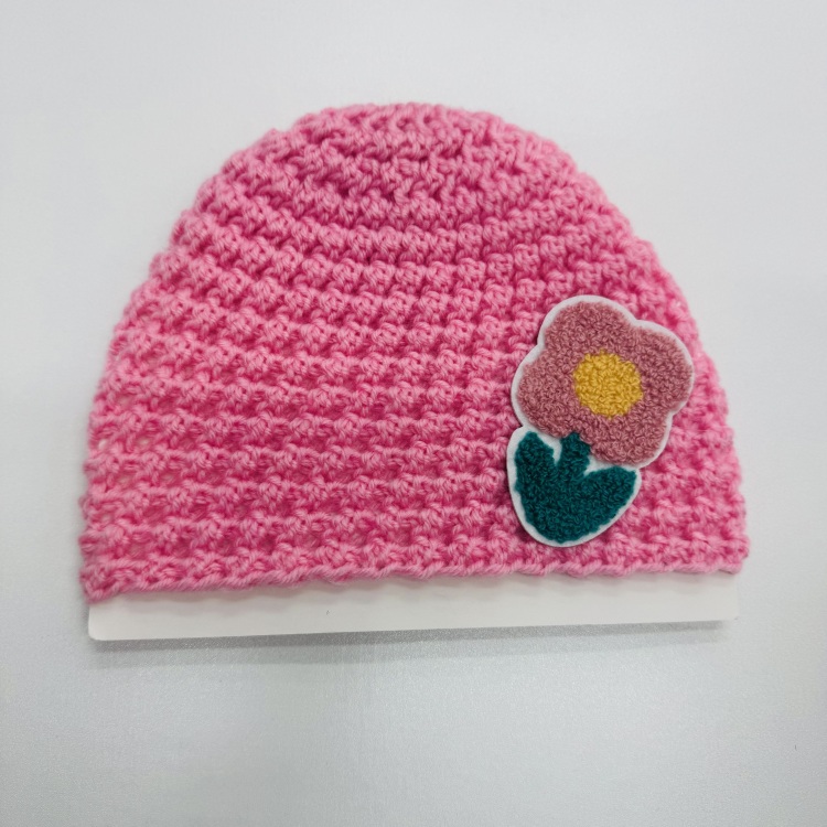 New European and American woolen children's hats, cute one-flower baby pullover caps, warm baby placenta caps for autumn and winter details Picture
