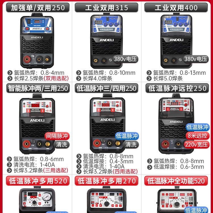 Andeli WS-200/250 Inverter DC Stainless Steel 220V electric welding argon arc welding machine dual-purpose electric welding machine accessories