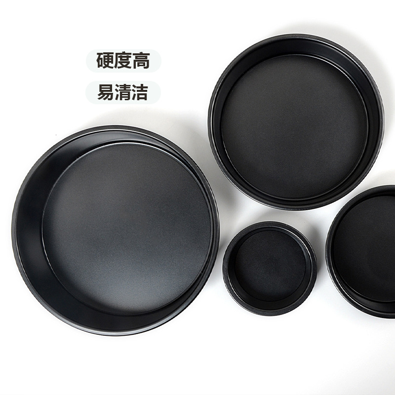 Non-stick black 8-inch carbon steel live base cake mold, 6-inch round cake mold, gold 10-inch household baking utensils