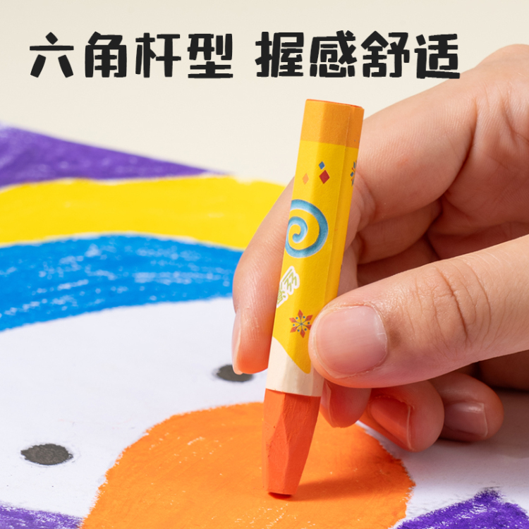Deli Silky Smooth student's crayon silky smooth hexagonal 36-color oil pastels Specification image