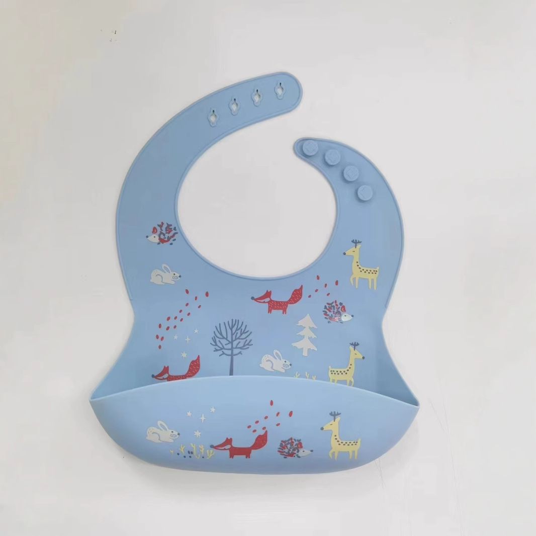New baby silicone bibs, children's three-dimensional rice bibs, super soft saliva bibs, Chinese-style bibs for babies to eat wholesale details Picture