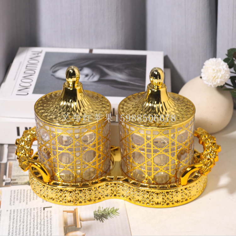 Golden double-jar ceramic decorative art piece, a blind box of Sanrio and crystal money tree decoration, a great collectible item