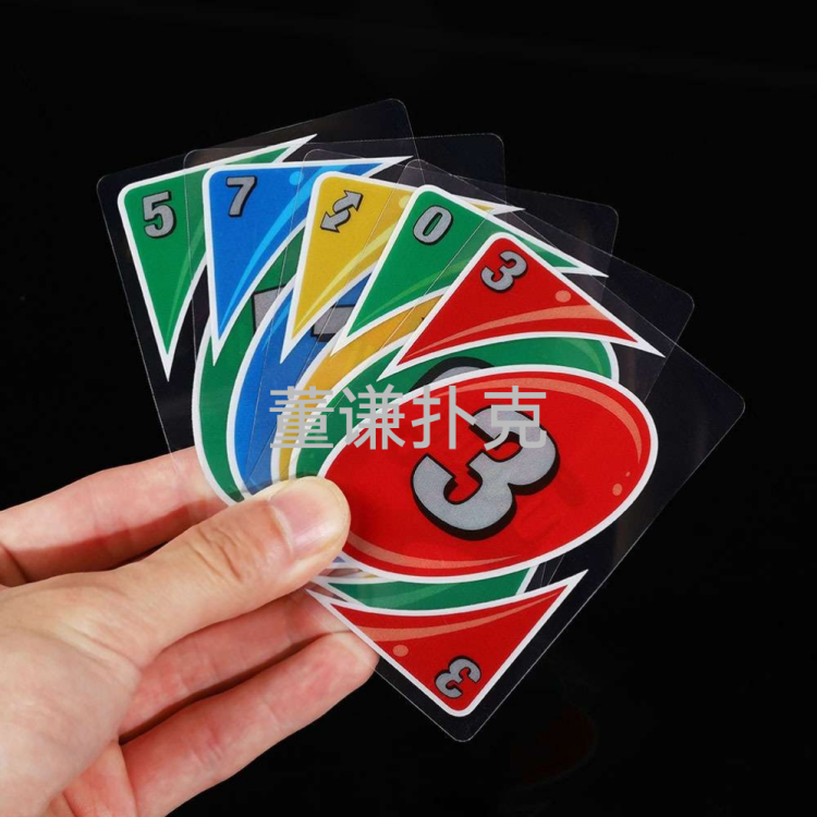 跨境水晶牌UNQHI扑克牌多人聚会娱乐桌游卡牌英文版优诺团建游戏白底实物图