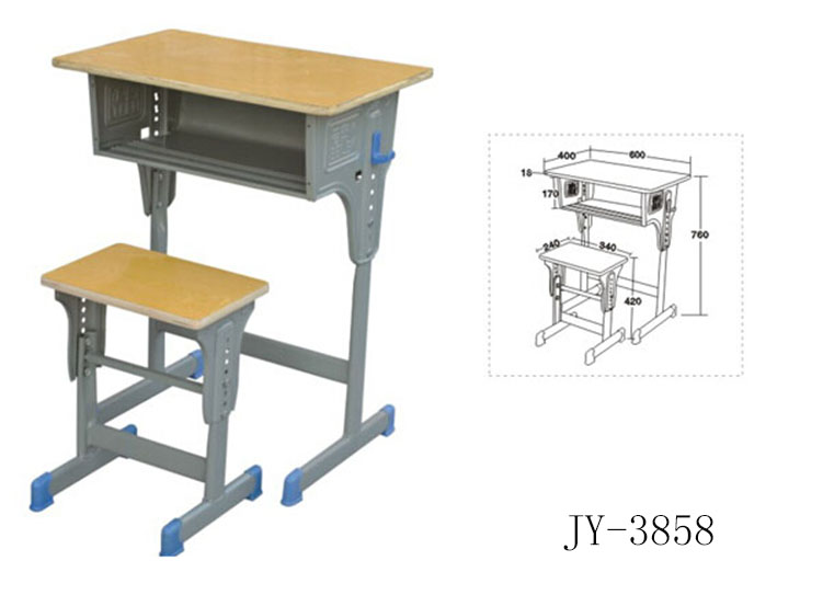 JY-3858 single-column, single-layer with single-column square chair solid wood multi-layer board desks and chairs