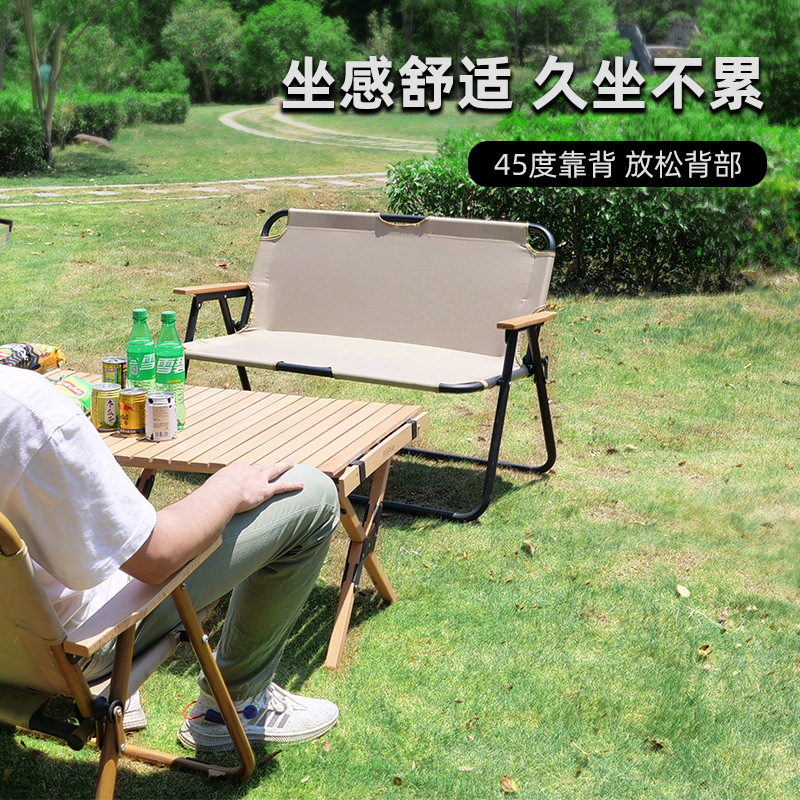 Silla plegable al aire libre camping barbacoa pesca samovar casual silla doble portátil simple ligero respaldo silla de picnic details Picture