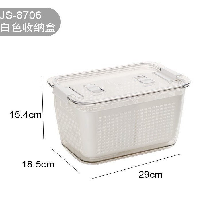 Refrigerator storage box, PET draining basket, kitchen fruit and vegetable storage sealed, food-grade preservation, household vegetable washing basket Application Scenario