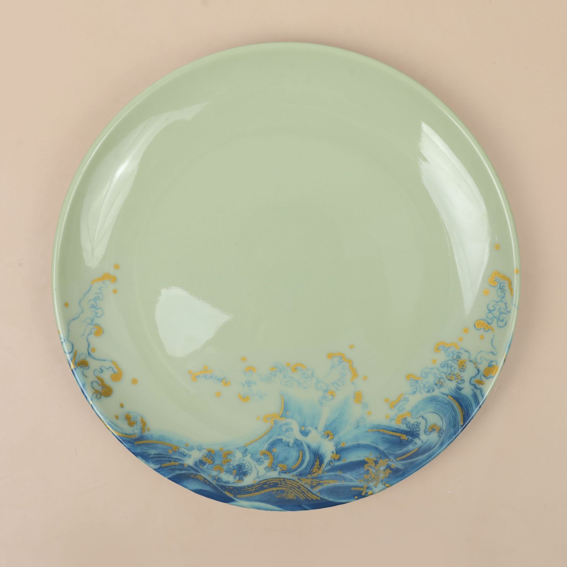 Melamine tableware, melamine bowls, imitation porcelain spoons, Cangshan Hai patterned series products, green bowls and spoons for restaurants and hotels, household use Item Picture