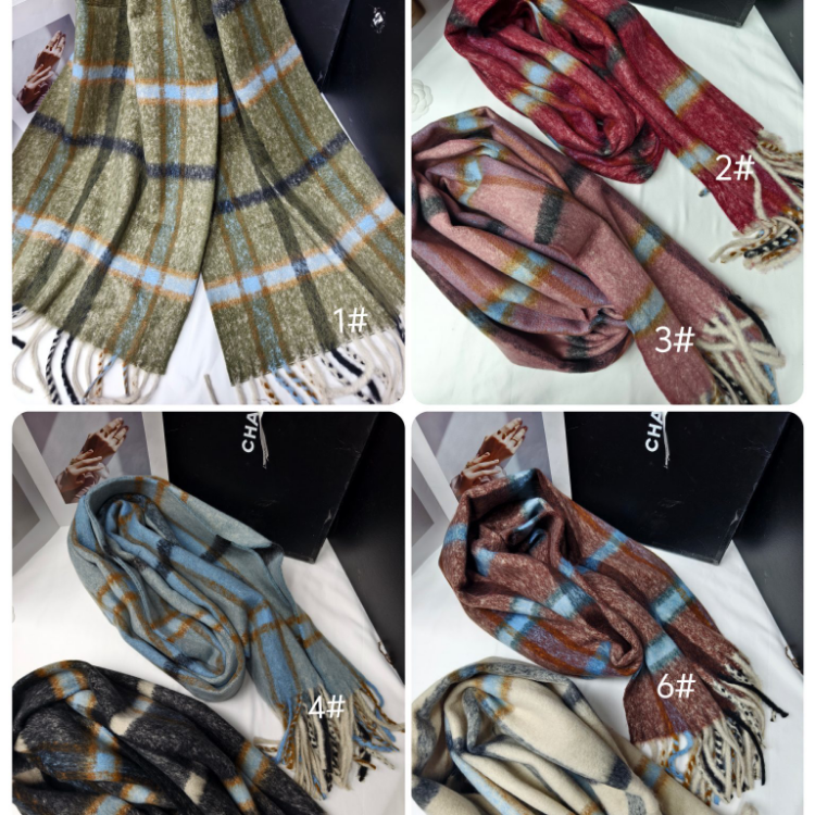 Cross-border wholesale of scarves, e-commerce live streaming, supply chain, new velvet check pattern Item Picture