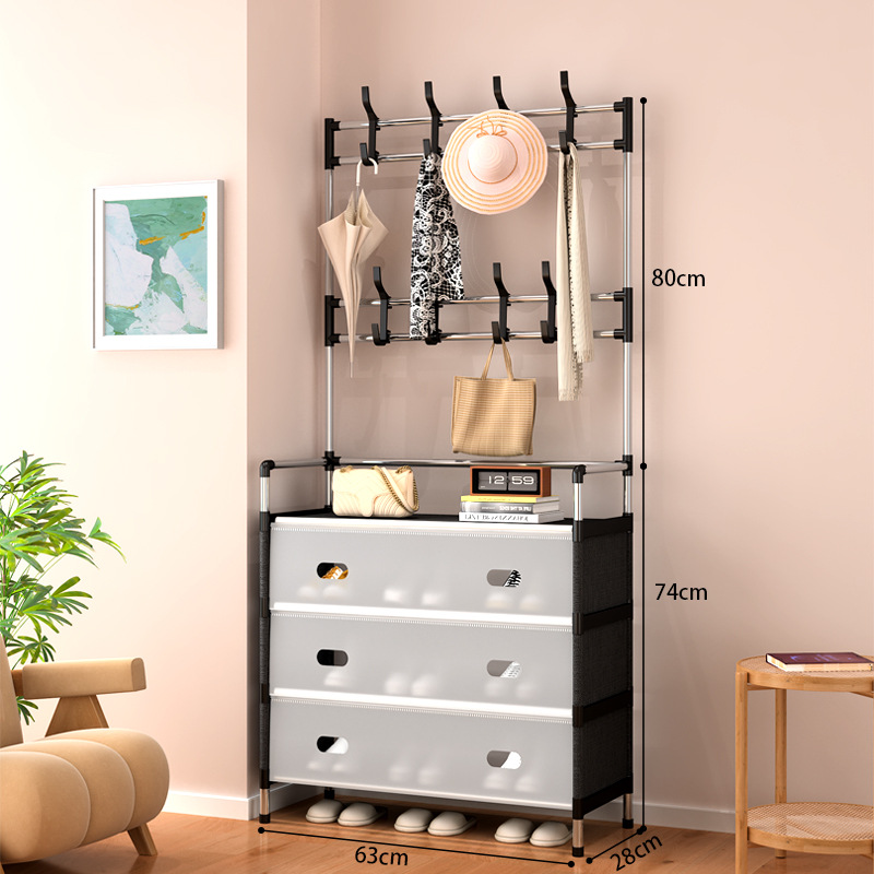 Listening to the rain bamboo and wood grey drawer-type shoe cabinet, widened shoe rack, plastic folding shoe rack, storage and organization cabinet, household shoe rack Item Picture