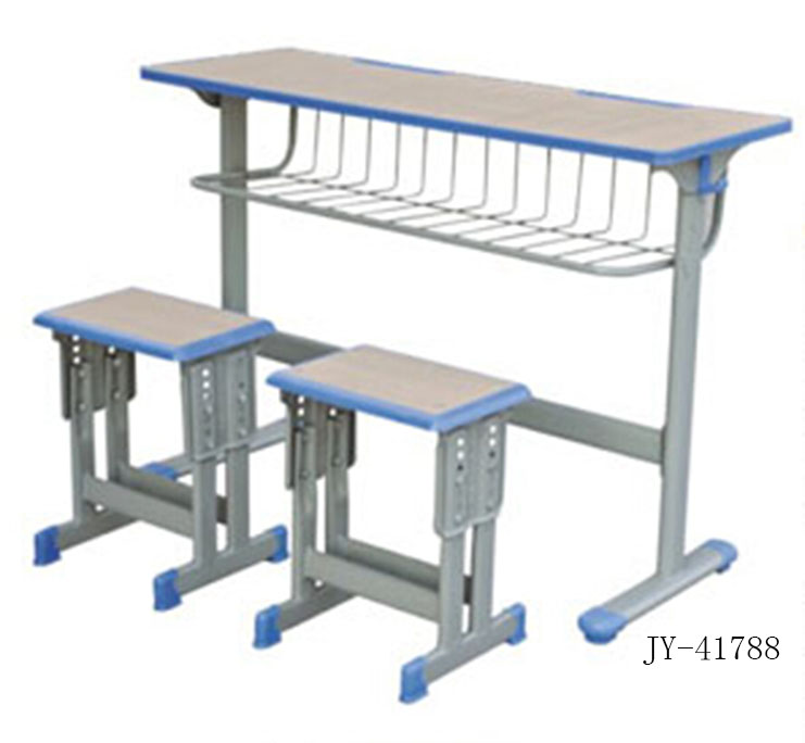 JY-41788 student desk and Chair, double column, single layer with double column backrest