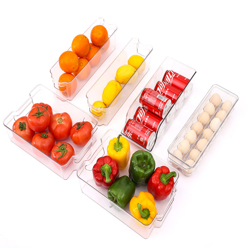 Plastic refrigerator storage box six-piece set, drawer-type transparent rectangular food preservation box, food and egg storage box Specification image