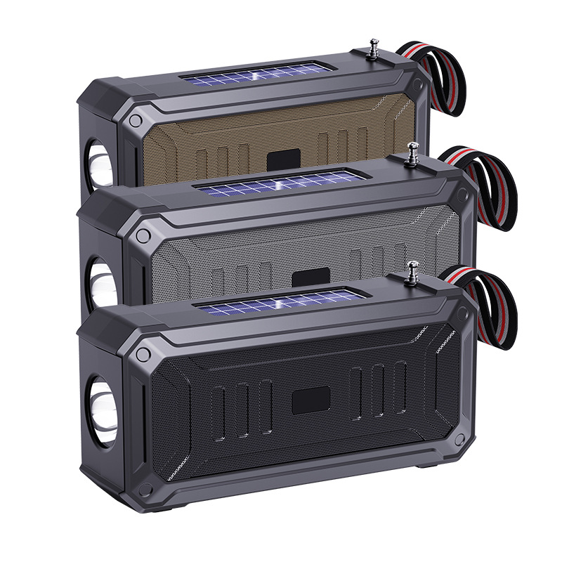 跨境双太阳能蓝牙音响无线音箱多功能户外便携桌面无线插卡小音箱产品图