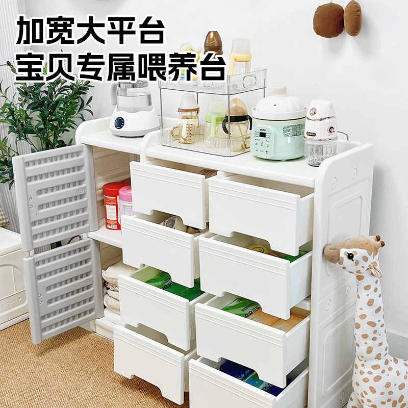 儿童收纳架落地家用婴儿用品喂养台收纳柜宝宝置物整理箱储物玩具置物架折叠收纳柜
