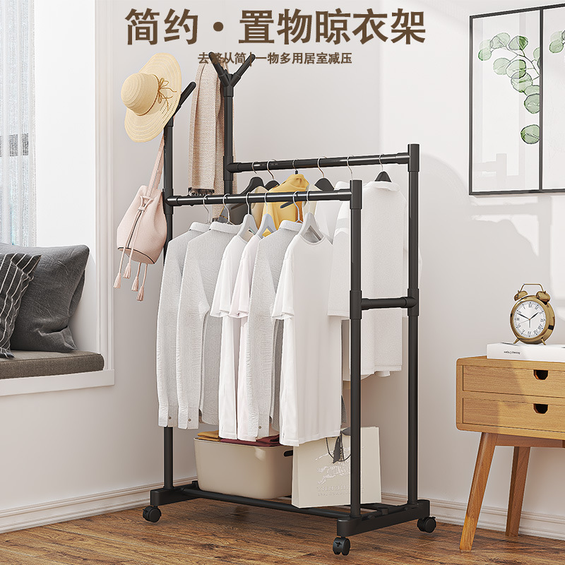 Traspaso transfronterizo de cabello simple rack de ropa colgador de piso montaje de dormitorio colgador de piso rack de almacenamiento de ropa