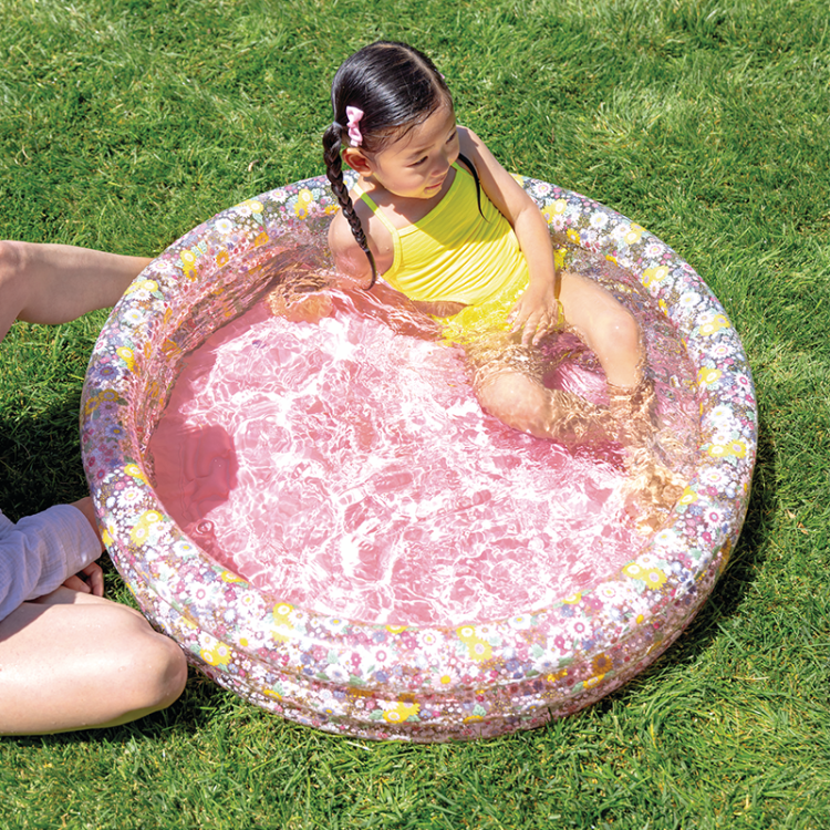 INTEX58427 New Champagne chrysanthemum soft-bottom baby water pool, inflatable water pool, baby play pool with bubble bottom Item Picture