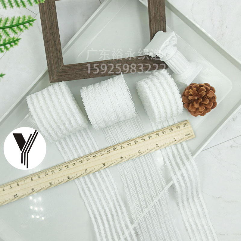 Factory direct sales of S-shaped fish-thread elastic band bras, mesh perforated elastic woven bands, loop underwear and clothing accessories Specification image