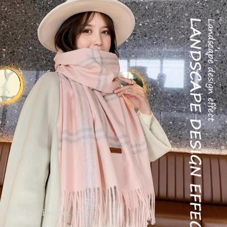 Wholesale of cross-border scarves in stock, e-commerce live streaming, supply chain, 96 wool series double-line wool grid