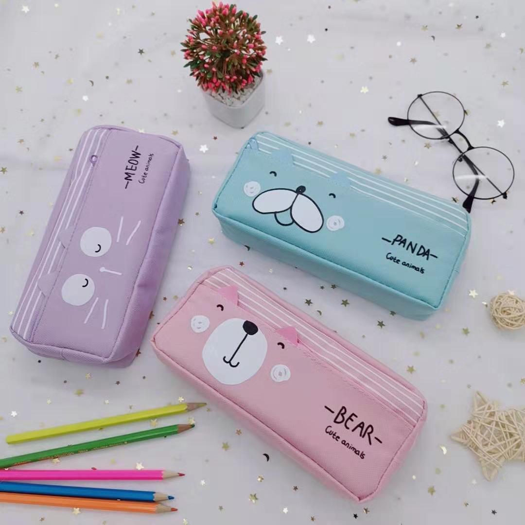 可爱动物图案毛绒笔袋开学季文具笔袋亚马逊笔袋