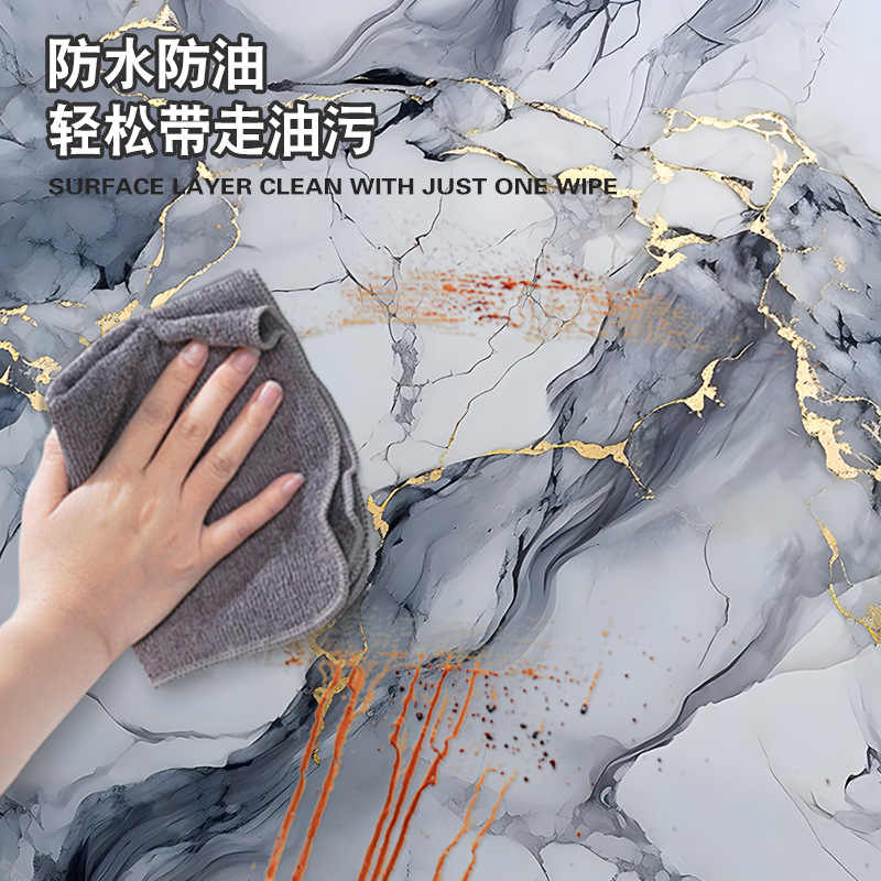 Wholesale self-adhesive marble-patterned roll stickers, waterproof, oil-proof, high-temperature resistant kitchen furniture renovation wallpaper from the manufacturer