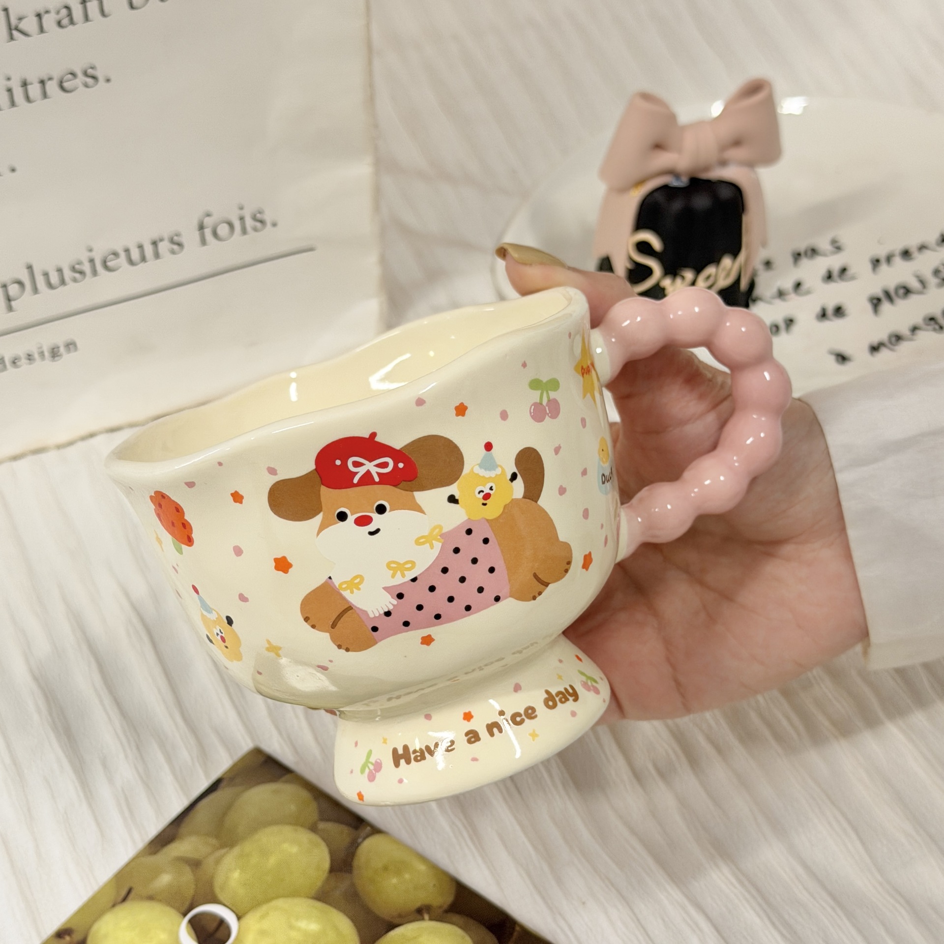 Ceramic cups, sausage puppy mugs, high appearance level ceramic cups, home and office birthday gifts, breakfast water cups, coffee cups wholesale Specification image
