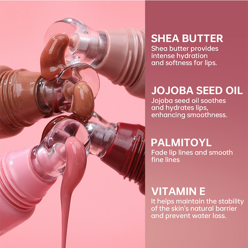 Moisturizing and long-lasting, vegan high-pigment liquid herbal mineral lip gloss