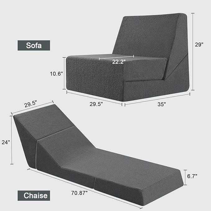 Cross-border custom sofa bed, high-density sponge lazy sofa for adults and children, multi-functional folding and combination sofa chair details Picture