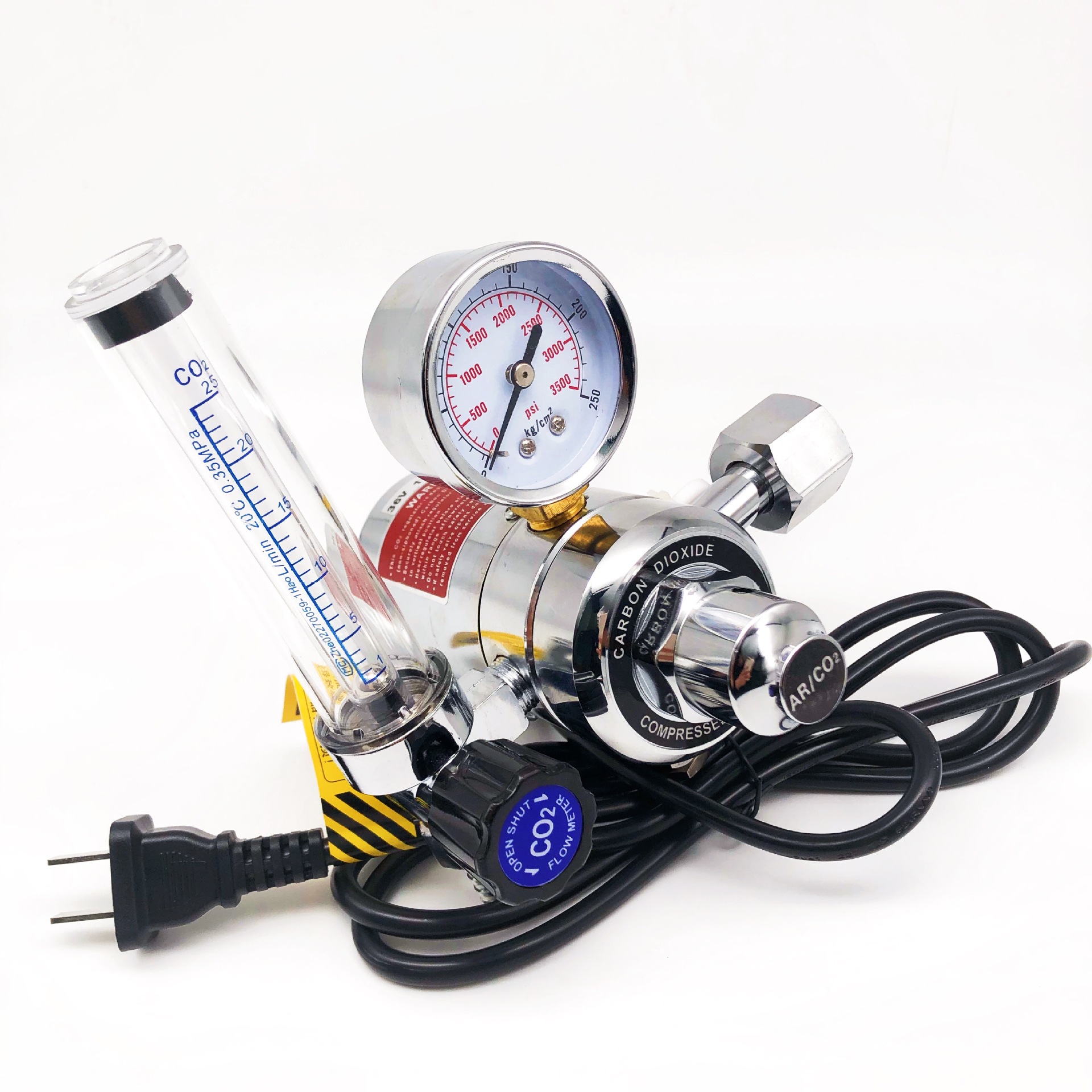 The Huaao Guangwei electric welding machine is equipped with 36V, 110V and 220V carbon dioxide all-copper electric heating pressure reducers
