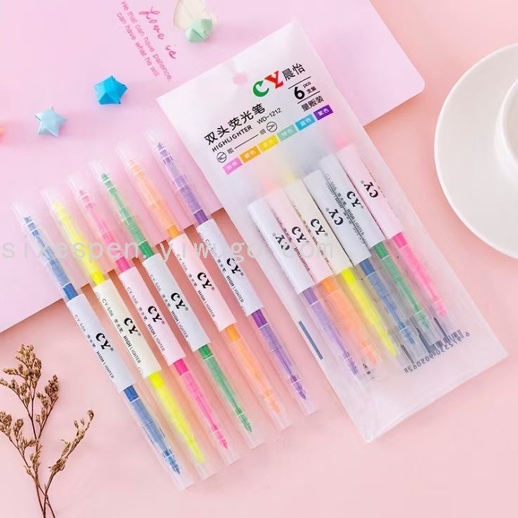 Dual-color highlighter pen set, eye-protecting color highlighter pen specially designed for planners Item Picture