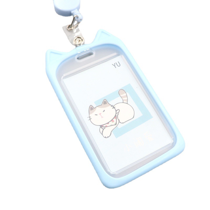 Koji cute cat-shaped card holder lanyard easy-pull buckle transparent PVC card holder Application Scenario