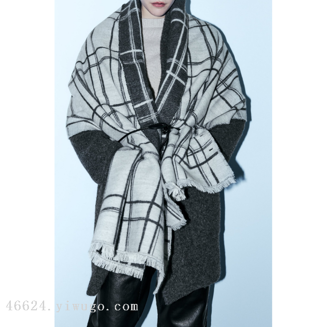 Cross-border scarf wholesale e-commerce live streaming supply chain, jacquard series in stock, double-sided checkered details Picture