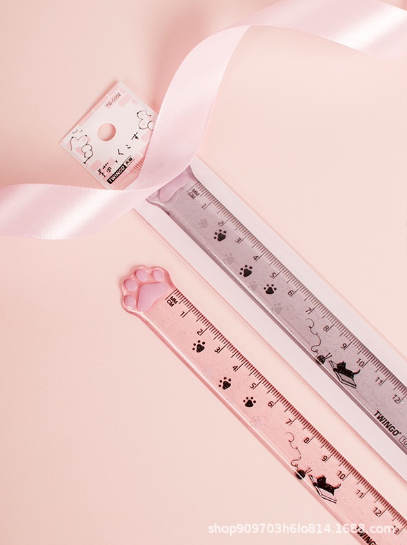 Fábrica de productos sky ko venta al por mayor cat claw ruler 15cm estudiante papelería creativa regla de medición regla de plástico transparente Item Picture
