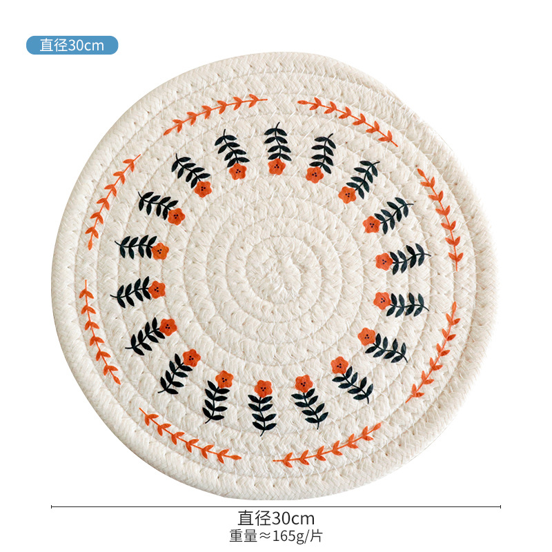 Woven heat insulation pads, table MATS, light luxury Nordic cotton printed placemats, plate MATS and coasters details Picture